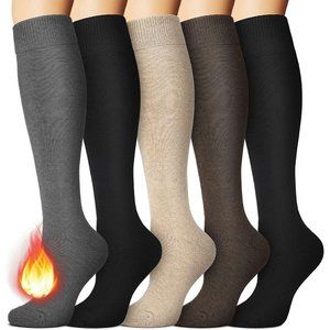 Knee High Socks for Women-Thermal Cotton Socks for Hiking,Work,Winter,Gifts